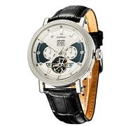 SURVAN WatchDesigner Montre Automatique pour Homme Verre Saphir avec mécanisme Squelette 18K plaqué Or Bracelet en Cuir