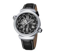 SURVAN WatchDesigner Suisse Montre Automatique pour Homme Horaire International avec mécanisme Squelette 18K plaqué Or Bracelet en Cuir véritable (Argent)