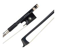 Surveal Archet de violon professionnel en fibre de carbone avec grenouille ébène sculptée et mèche en crins de queue de cheval de Mongolie Ton chaud Taille 4/4 4/4 Noir