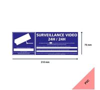 Surveillance vidéo 24h/24 panneau signalisation sécurité information - PVC - 210 x 75 mm
