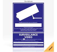Surveillance vidéo - Panneau signalisation information et vidéoprotection - Adhésif - 75 x 105 mm
