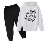 Survêtement 2 pièces à capuche d'automne pour filles avec capuche « I'Ll Always Be Your Biggest Fan de baseball », ensemble d'entraînement pour tout-petits avec capuche confortable, ensemble de