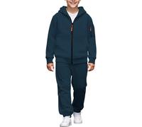 Survêtement 2 Pièces en Polaire pour Filles et Garçons, Ensemble Complet avec Fermeture Éclair Intégrale, Sweat à Capuche et Pantalon de Jogging, Vêtements de Sport Décontractés