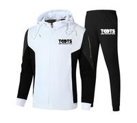 Survêtement 2 pièces en polaire To.ots and The Ma.ytals Logo, Pull Sweat à Capuche Couleur Contrastée, Sport Entraînement Gym Maillot(White,XXL)