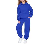 Survêtement 2 pièces pour enfant garçon et fille - Couleur unie - Manches longues - Sweat à capuche et pantalon de jogging avec cordon de serrage - 2 pièces - Tenue pour enfants - Automne et hiver