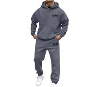 Survêtement 2 pièces pour homme - Avec poches - Couleur unie - Avec poches - Baggy - Sweat à capuche et pantalon de jogging - 2 pièces - Tenue de sport - Streetwear - Manches longues