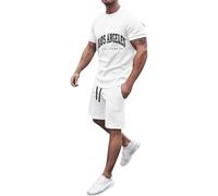 Survêtement 2 Pièces Pour Homme - Ensemble De T-shirt Surdimensionné Deux Pièces Pour Hommes Imprimé Léopard Manches Courtes Haut Mode T-shirt D'été Lâche Décontracté Surdimensionné Haut Long Quatre