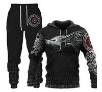 Survêtement 2 pièces pour homme lion avec imprimé tigre et pantalon de jogging (Wolf5, S)