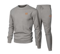 Survêtement 2 pièces pour homme - Pull à manches longues - Sweat-shirt et jogging - Col rond - Tissu gaufré - Pantalon - Taille élastique - Survêtement business - Ensemble complet - Vêtements de sport