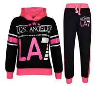 A2Z 4 Kids LA7 Survêtement À capuche Avec Joggeur Sweatpants Deux Couleur Ensemble - T.S LA7 Black Neon Pink 13