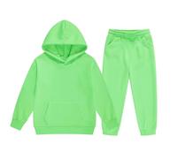 Survêtement athlétique 2 pièces pour filles et garçons avec sweat à capuche et pantalon de jogging, A01 Vert clair, 4-5 ans
