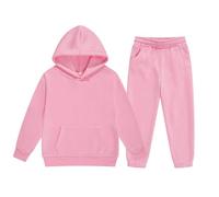 Survêtement athlétique 2 pièces pour filles et garçons avec sweat à capuche et pantalon de jogging, A01 Rose, 6-7 ans