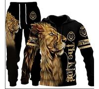 Survêtement athlétique 2 pièces pour homme Motif lion, tigre, loup