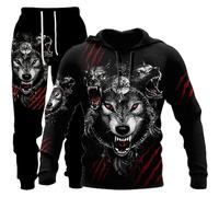 Survêtement athlétique 2 pièces pour homme Motif lion, tigre, loup
