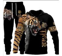 Survêtement athlétique 2 pièces pour homme Motif lion, tigre, loup