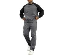 Survêtement athlétique 2 pièces pour homme - Pull et pantalon de jogging en coton mélangé - Manches longues et col rond - Avec poches, bleu ciel, L