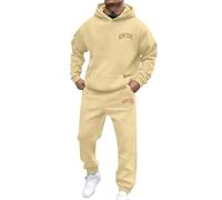 Survêtement baggy pour homme - En coton - Avec lettres imprimées New York - 2 pièces - Avec sweat à capuche et pantalon de jogging - Confortable et respirant, R kaki, 3XL