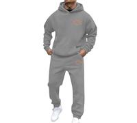 Survêtement baggy pour homme - En coton - Avec lettres imprimées New York - 2 pièces - Avec sweat à capuche et pantalon de jogging - Confortable et respirant, R gris., XXL