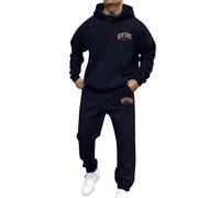 Survêtement baggy pour homme - En coton - Avec lettres imprimées New York - 2 pièces - Avec sweat à capuche et pantalon de jogging - Confortable et respirant, R Marine, M