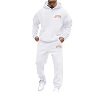Survêtement baggy pour homme - En coton - Avec lettres imprimées New York - 2 pièces - Avec sweat à capuche et pantalon de jogging - Confortable et respirant, R blanc., XL