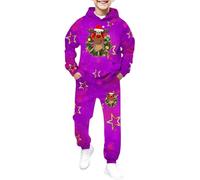 Survêtement Complet à Capuche pour Garçons et Filles Manches Longues Ensemble de Tenues Sweat à Capuche Chaud Filles avec Pantalon Ensemble Survêtement Jogging Enfant Garçon Noël (Purple, 6-8 Years)