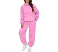 Survêtement complet pour femme UK 2 pièces Co Ord Tenues Sweat à capuche et pantalon de jogging Ensemble de gym Activewear Y2k Lounge Wear, rose, M