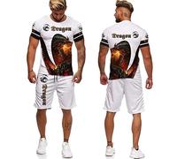 Survêtement d’été pour Hommes Viking Dragon T-Shirt imprimé en 3D et Short Ensemble décontracté 2 pièces Ensemble Cool Streetwear