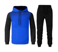 Survêtement de créateur pour homme, coupe ajustée, cordon de serrage à la taille élastique, avec poches, sweat à capuche en polaire, haut et bas, manches longues, tenue ajustée, bleu, M