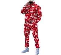 Survêtement de Noël pour homme - Costume de Noël rouge - Père Noël rouge - Renne - Imprimé sapin de Noël - Tenue de Noël pour homme - Sweat à capuche ample et pantalon de jogging z1