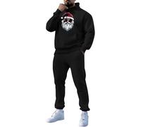 Survêtement de Noël pour Homme Pull de Noel Homme Moche Ensemble 2 Pièces pour Père Noël Costume de Noel Sweat à Capuche Ample et Pantalon de Jogging Set Automne Hiver Chauds Tenue de Hommes