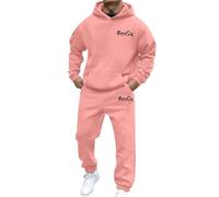 Survêtement de sport 2 pièces pour homme - Sweat à capuche et pantalon de jogging - 2 pièces - Survêtement Y2K Hip Hop Streetwear - Imprimé - Unisexe - Baggy - En coton - Motif décontracté, Rose, XXL