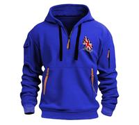 Survêtement de sport décontracté pour homme avec fermeture éclair 1/4 - Sweat à capuche vintage à manches longues - Sweat à capuche tendance multi-poches - Sweat-shirt à capuche confortable avec