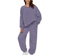 Survêtement De Sport Pour Femmes, Veste Sweat Manches Longues Et Pantalons Longue Ensemble De 2 Pièces, Ample Et Confortable, Tenue De Gym Élégant Couleur Unie Pour Automne Et Hiver