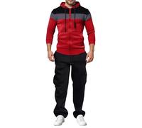 Survêtement de sport pour homme - Ensemble complet à capuche et fermeture éclair - Ensemble deux pièces - Sweat à capuche décontracté - Pantalon de jogging décontracté pour la marche, la course à pied