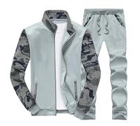 Survêtement de sport pour homme - Survêtement de football - Avec fermeture éclair - Veste de survêtement + pantalon de jogging - Survêtement de sport PSG - Survêtement de sport chaud - Nofs, gris, 4XL