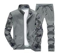 Survêtement de sport pour homme - Survêtement de football - Avec fermeture éclair - Veste de survêtement + pantalon de jogging - Survêtement de sport PSG - Survêtement de sport chaud - Nofs, gris