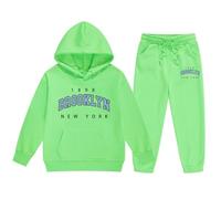 Survêtement Deux Pièces Enfant Garçon Fille Océan Graphique Pullover Sweat à Capuche Haut Pantalon Mode Ensemble Ville Nom Vêtements Corsage(Green, 140)