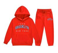 Survêtement Deux Pièces Enfant Garçon Fille Océan Graphique Pullover Sweat à Capuche Haut Pantalon Mode Ensemble Ville Nom Vêtements Corsage(Red, 120)