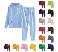 Survêtement deux pièces pour femme - Ensemble de vêtements de sport - Pull à capuche - Pull d'été à manches longues - Veste de sport à capuche - Veste thermique - Chemisier - Sweat à capuche thermique