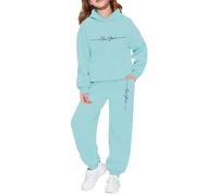 Survêtement en Polaire pour Fille - Pull Chaud d'hiver avec Capuche et Pantalon - Tenue de Loisirs pour Enfants - Joli Ensemble de Jogging imprimé