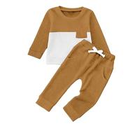 Survetement Enfant - Ensemble élégant à Manches Longues pour Tout-Petits garçon Tenue décontractée Confortable avec Pull et Pantalon Bicolore