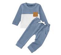 Survetement Enfant - Ensemble élégant à Manches Longues pour Tout-Petits garçon Tenue décontractée Confortable avec Pull et Pantalon Bicolore