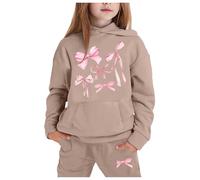 Survetement Enfant Garcon - Sweat À Capuche À Manches Longues pour Enfant en Bas Âge Garçon Et Fille Couleur Unie Chaud Pull Haut Pantalon Tenue pour Enfant (Khaki 10-11 Years)