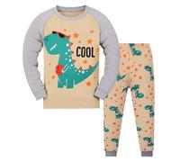 Survetement Enfant - Pyjama Deux pièces en Coton pour garçonnet avec Impression de Dinosaures Confortable vêtement de Nuit Saisons Automne Hiver