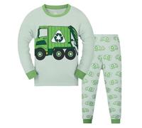 Survetement Enfant - Pyjama Deux pièces en Coton pour garçonnet avec Impression de Dinosaures Confortable vêtement de Nuit Saisons Automne Hiver