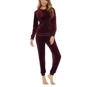Survêtement Ensemble Femme Velours Sportswear Sweat Suit Velours Manches Longues Sweatshirts Pantalon Pyjama D'Intérieur Col Rond Casual Gym Yoga Jogging Fitness Bordeaux M