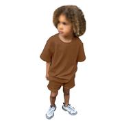 Survêtement été bébé, T-Shirt Manches Courtes, Short uni Simple, Coordonné 2 pièces, Coton Doux, Unisexe garçon Fille, pour Promenade, Sieste, Quotidien et Parc