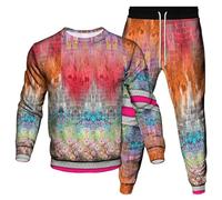 Survêtement Femme Homme 2 Pièces Ensemble Style Africain Imprimé en 3D Manches Longues Col Rond Pull et Jogging Casual Sportswear