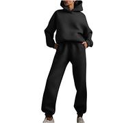 Survêtement Femmes Casual Ensemble de Jogging 2 Pièces Pull à Capuche et Jogging Pantalons Tenue Élégant Ample Manches Longues Vêtements Couleur Unie Chaud Survêtement Suit pour Automne et Hiver