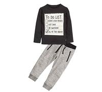 Survêtement Garçons Ensemble garçon à Manches Longues de vêtements Lettre imprimé Sweat Hauts Pantalons Longs 2 pièces Automne Tenues Veste Costume Rose(Le Noir,4-5 Years)